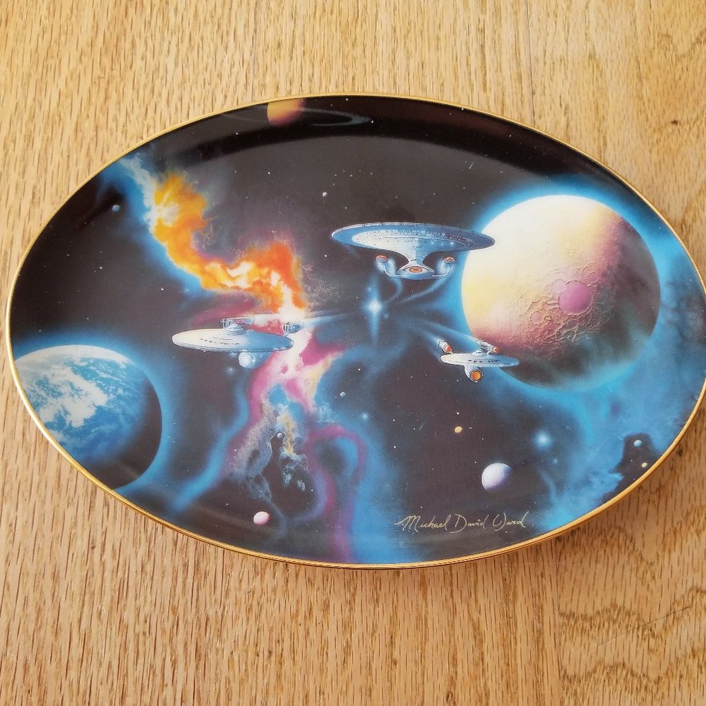 STAR TREK THE HAMILTON COLLECTION TO BOLDLY GO OVAL 8" X 6" PLATE #1747E